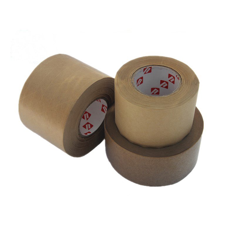 Packing Brown Gummed Water Activated Fiber Reinforced Kraft Paper Tape Roll Customized Logo kraft tape