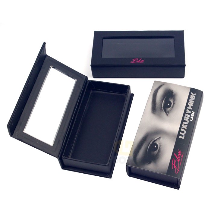 Custom Printed Lashes Art Paper Square Box Wholesale Cheap Black False Eyelash Packaging paper Box