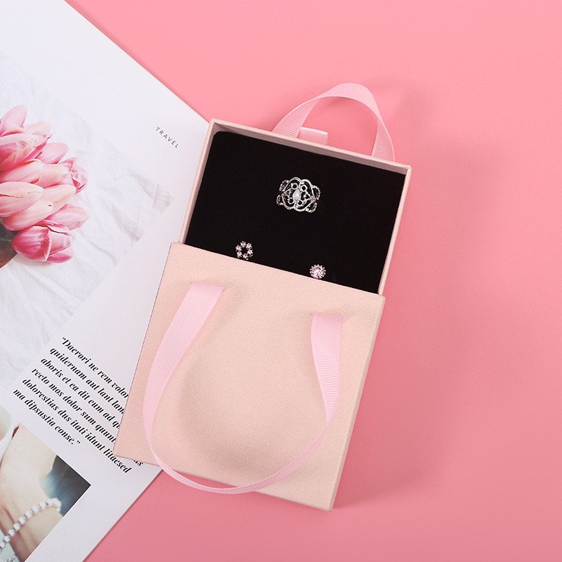 Luxury drawer jewelry packaging custom gift paper box with handle for necklace jewelry box packaging case