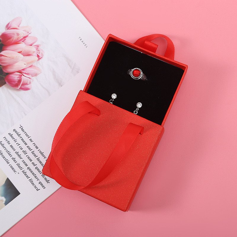 Luxury drawer jewelry packaging custom gift paper box with handle for necklace jewelry box packaging case