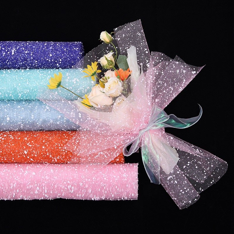 Wedding Florist Bouquet Decoration Flowers Packaging Paper Snow Dots Flower Gift Wrapping Mesh Paper