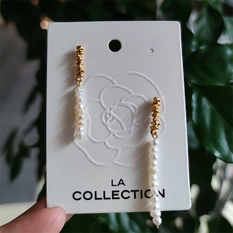 Custom Logo White Jewelry Paper Card Display Hodlers Embossed Ring Necklace Earring Packaging Cards and Bags for Hoop