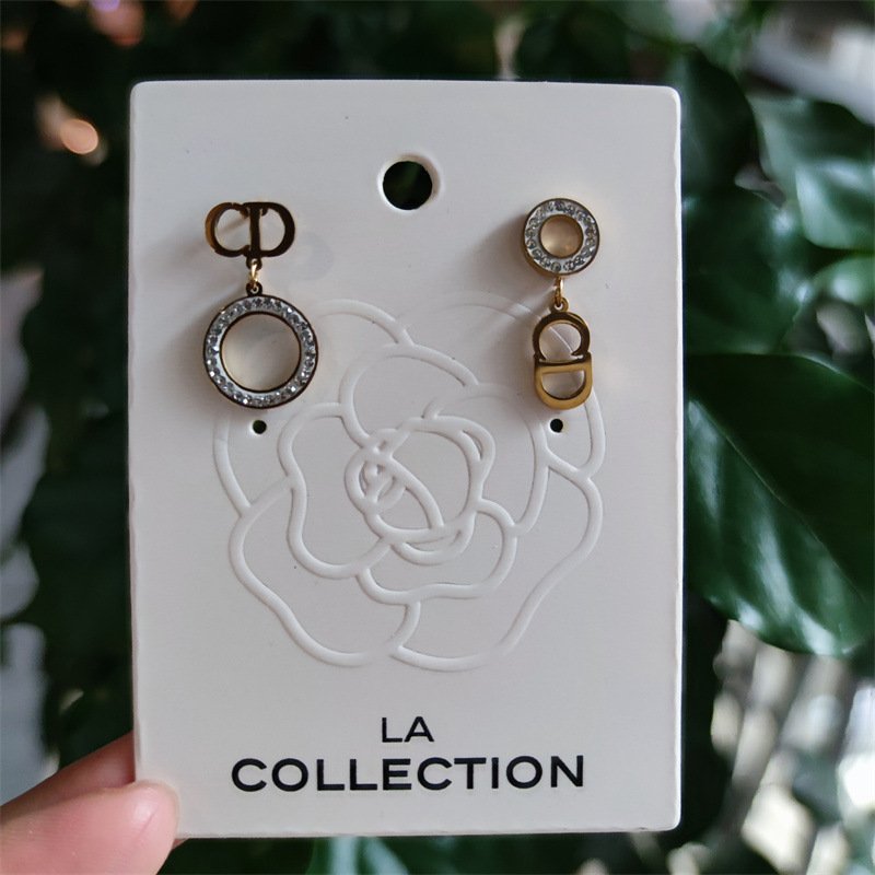 Custom Logo White Jewelry Paper Card Display Hodlers Embossed Ring Necklace Earring Packaging Cards and Bags for Hoop