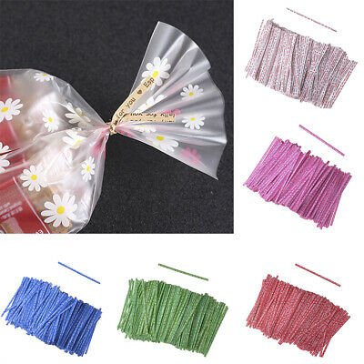 hot selling kraft paper/plastic twist tie logo printed 6cm paper packaging brown metallic twist ties