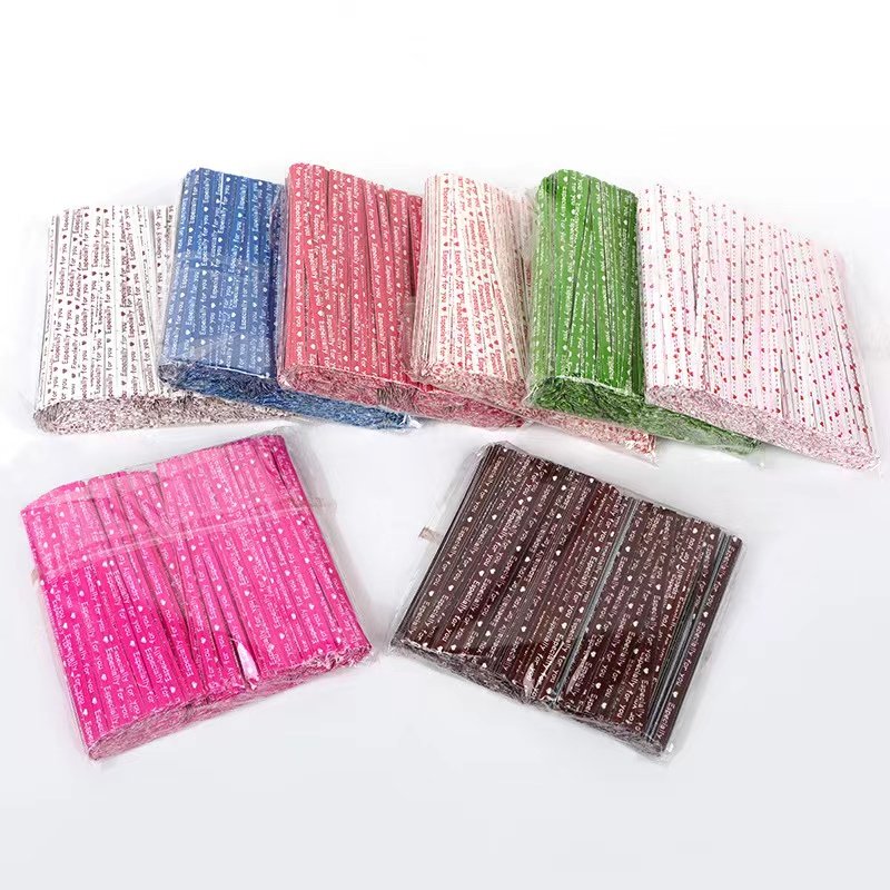 hot selling kraft paper/plastic twist tie logo printed 6cm paper packaging brown metallic twist ties
