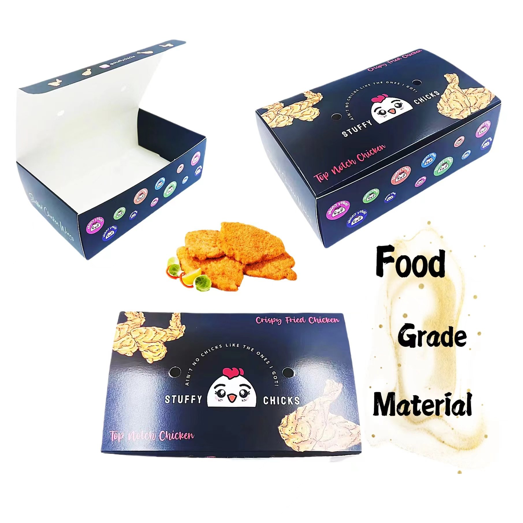 Wholesale Customized Size Disposable Take Away Fried Chicken Cardboard Containers Food Packaging Paper Boxes