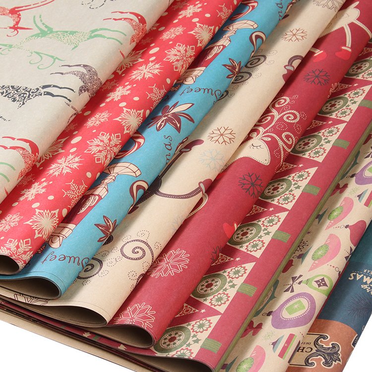 High Quality Creative Custom Gift Wrapping Paper Roll Christmas Packaging Rolling Paper Brown Kraft Paper Roll
