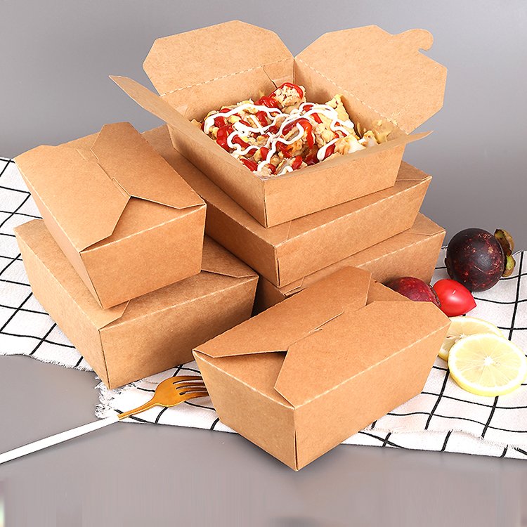 Customized Takeaway Paper Box Kraft Paper Fast Food Packaging Lunch Boxes