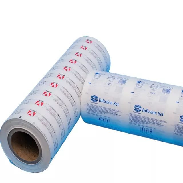 Eco-friendly wood pulp Medical Grid Lacquer printed Coated Blister Paper for Needle/Syringe
