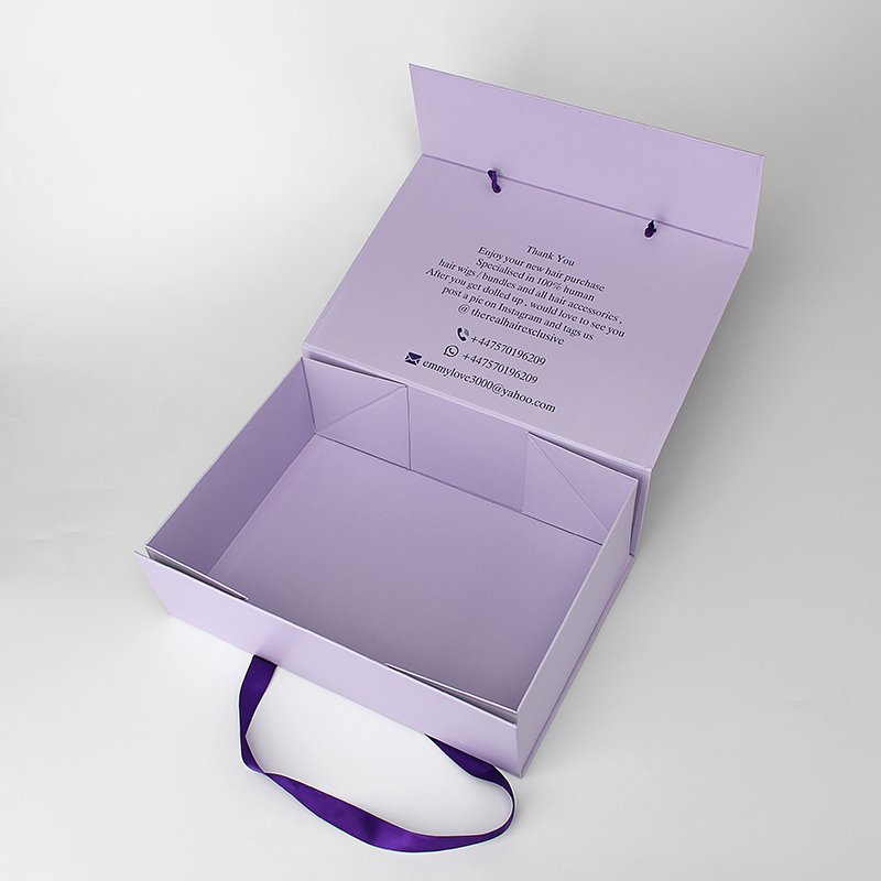 Customized Luxury Glitter Cardboard Paper Magnet Gift Bundle Hair Extension Packaging Box With Logo
