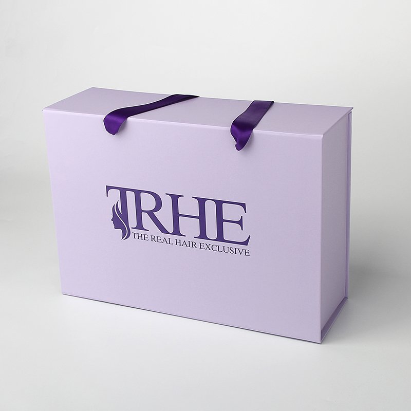 Customized Luxury Glitter Cardboard Paper Magnet Gift Bundle Hair Extension Packaging Box With Logo