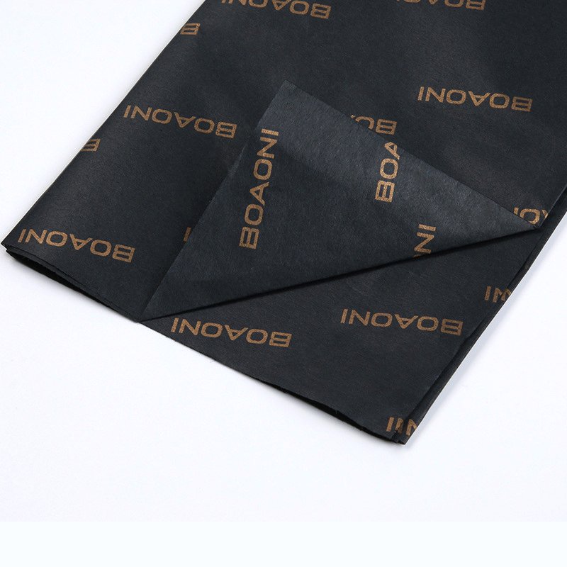 Custom Logo Luxury Black Color Gold Stamping Decorative Gift Packaging Color Tissue Paper For Shoe Clothing