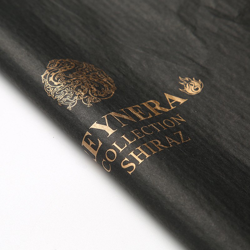 Custom Logo Luxury Black Color Gold Stamping Decorative Gift Packaging Color Tissue Paper For Shoe Clothing