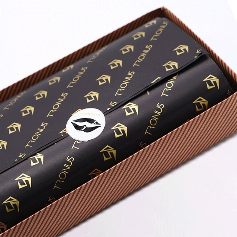 Custom Logo Luxury Black Color Gold Stamping Decorative Gift Packaging Color Tissue Paper For Shoe Clothing