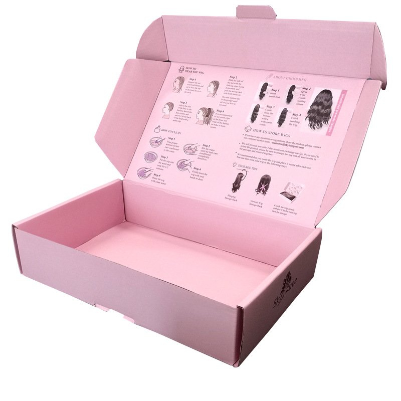 Custom Pink Style Flower Pattern Colorful Double Sides Printing Shipping Paper Box for Girls Women Underwear Packaging