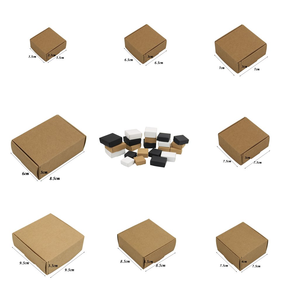 Black White Brown Multi Size Jewelry Boxes Custom Gift Paper Box Packaging Kraft Paper Box for Accessories Candy Gift Packing