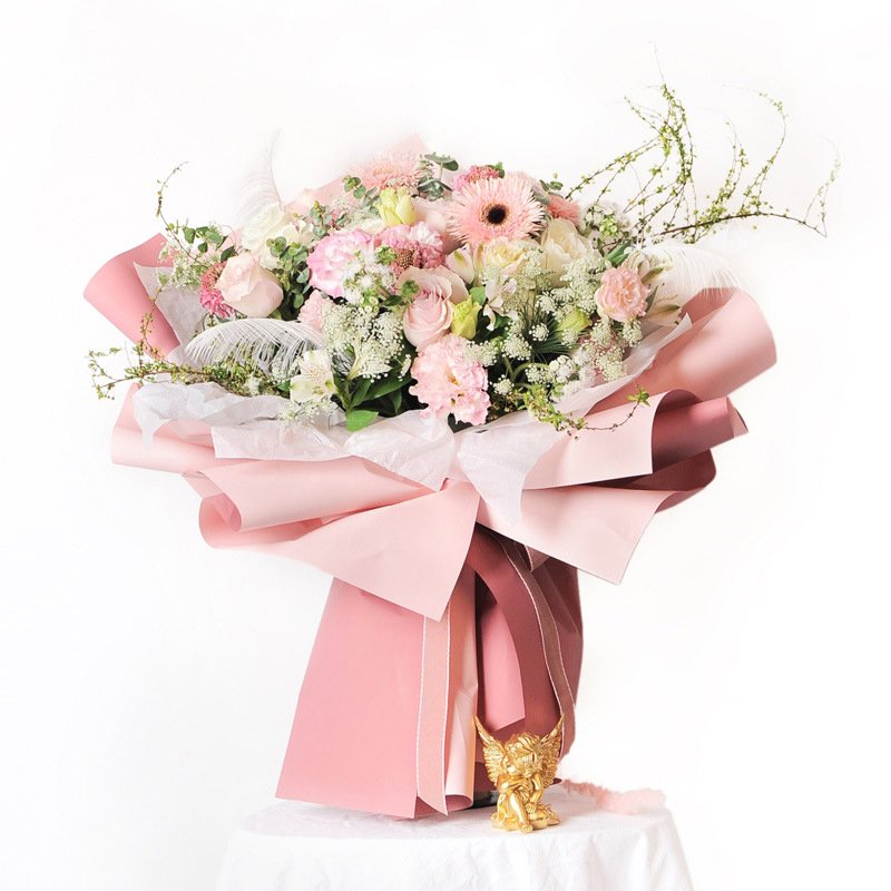 Omet Custom Printed Pink Tissue Rouleau De Papier Cadeau Tishu Warping Paper Bouquet Wrapping Paper For Bouquets