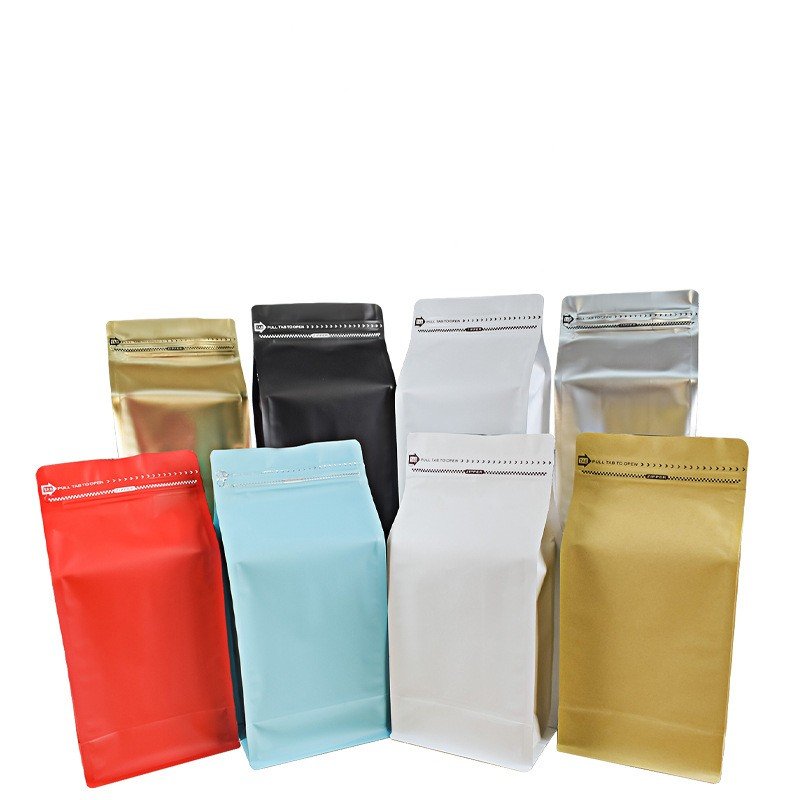 Matte Black Transparent Frosted Coffee Beans Bag Packaging With Valve