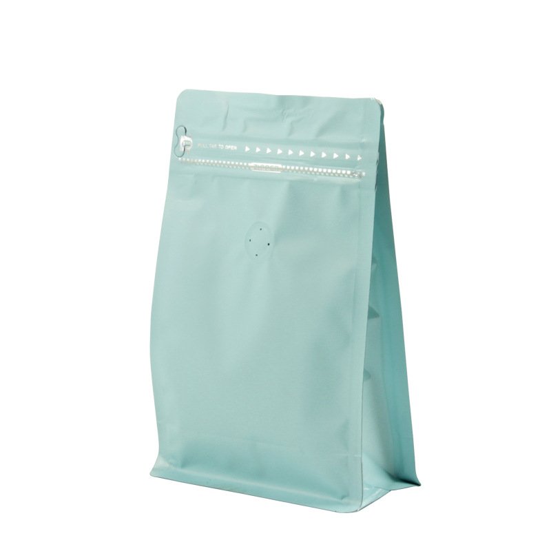 Matte Black Transparent Frosted Coffee Beans Bag Packaging With Valve