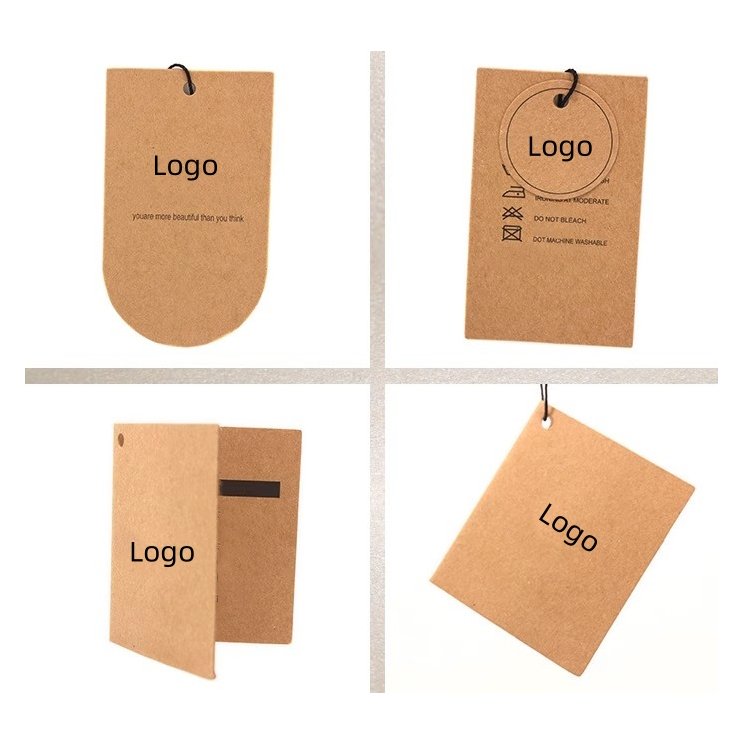 environmentally Custom Printed Logo Labels Recycled Die cut customization design packaging Kraft paper hang tag