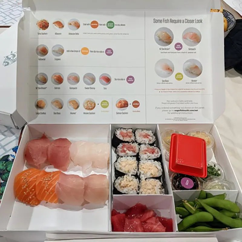 Wholesale cardboard paper container food packaging disposable custom logo sushi takeaway togo box