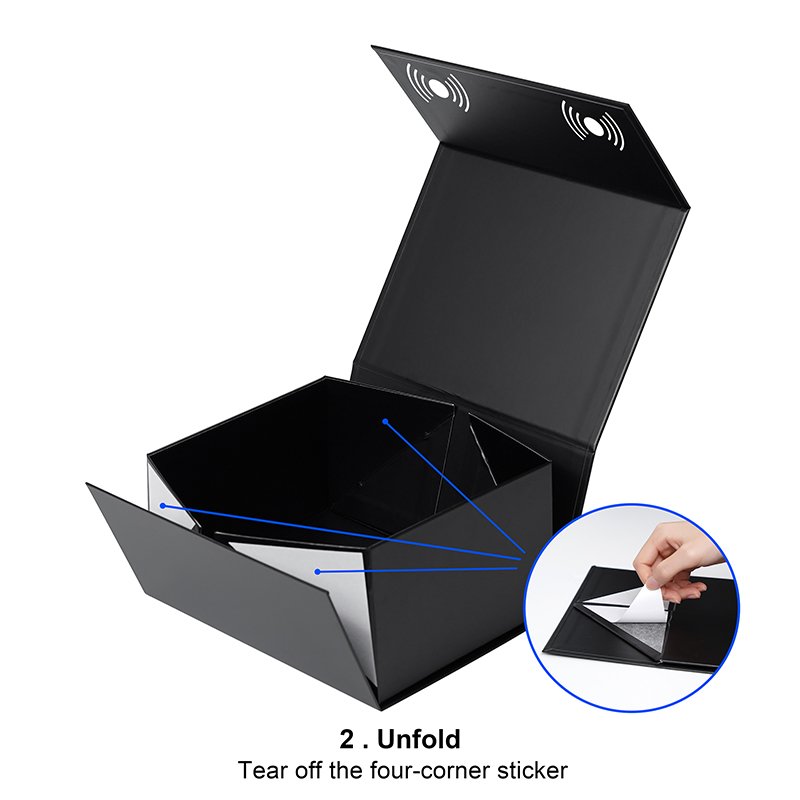 Luxury Black Magnetic Cardboard Paper Packaging Hot Stamping Gold Gift Packing Boxes Folding Foldable Boxes