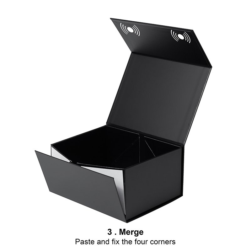 Luxury Black Magnetic Cardboard Paper Packaging Hot Stamping Gold Gift Packing Boxes Folding Foldable Boxes