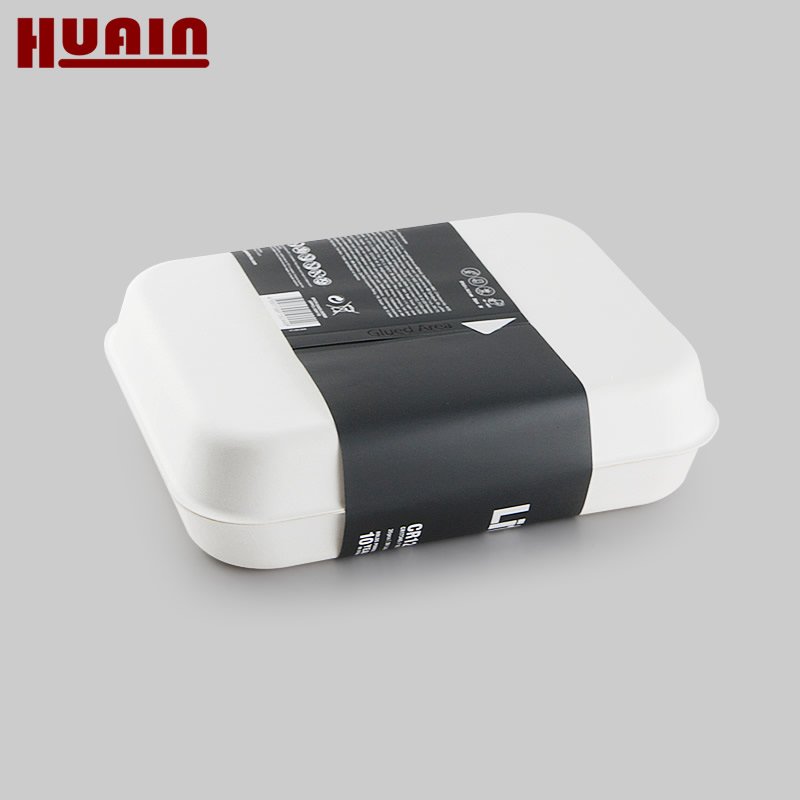 Biodegradable Disposable Clamshell Packaging White Color Recycled Paper Pulp Tray Sugarcane Box