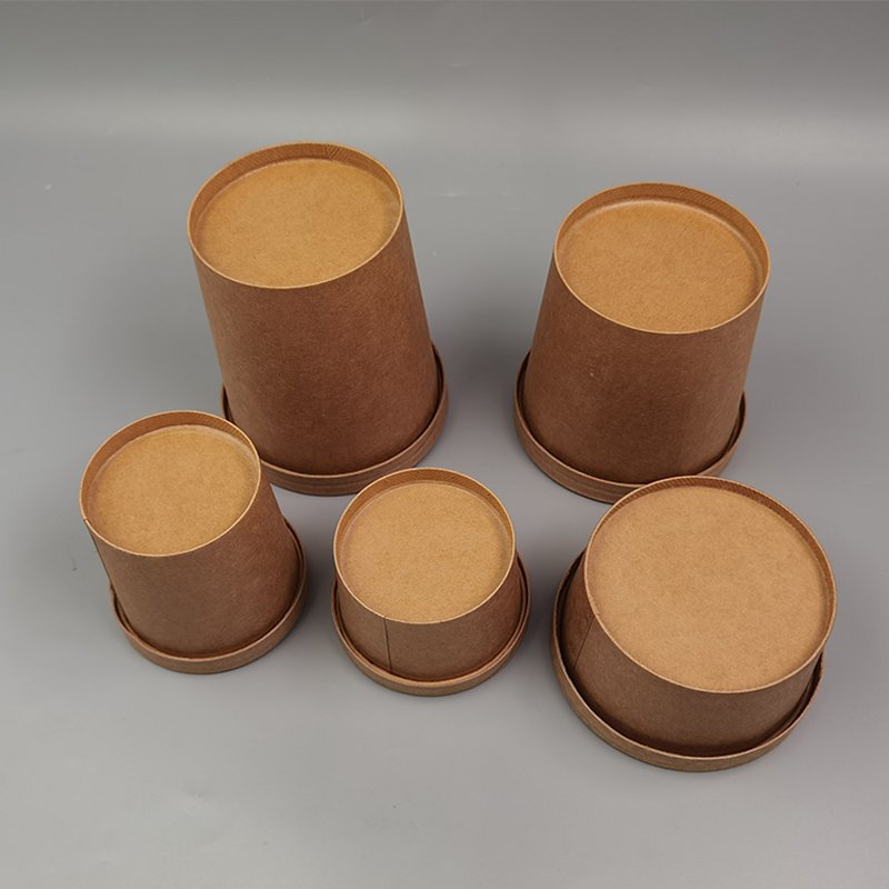 Degradable Kraft Paper Disposable Soup Bowl Packaging Bag Cover Takeout Food Box Paper Bowl