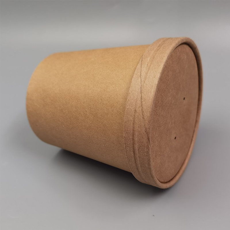 Degradable Kraft Paper Disposable Soup Bowl Packaging Bag Cover Takeout Food Box Paper Bowl