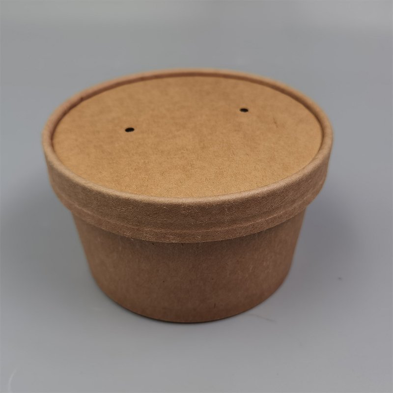 Degradable Kraft Paper Disposable Soup Bowl Packaging Bag Cover Takeout Food Box Paper Bowl