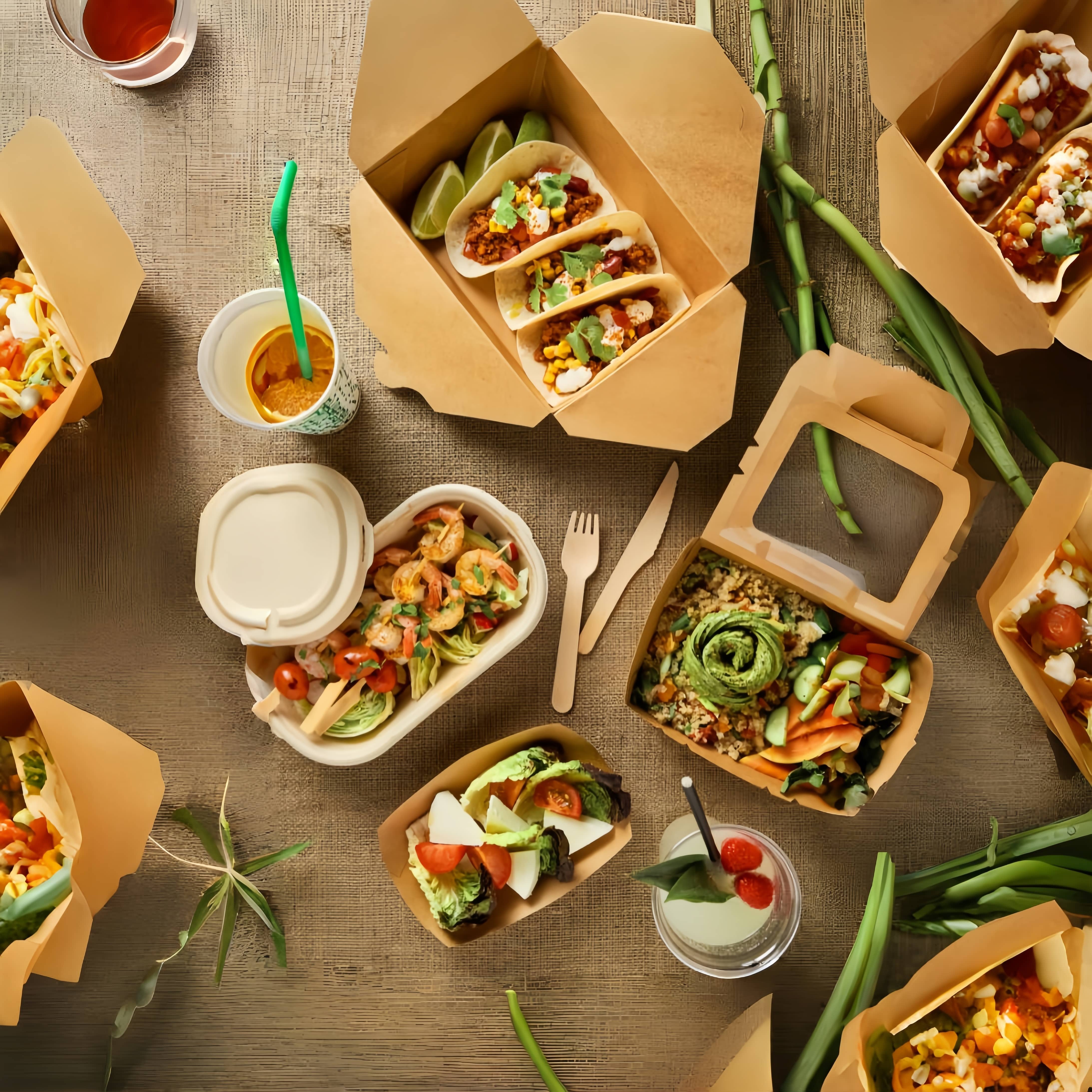 Degradable Kraft Paper Disposable Soup Bowl Packaging Bag Cover Takeout Food Box Paper Bowl