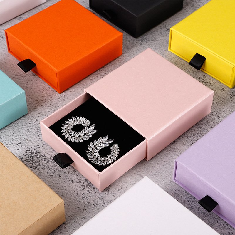 In bulk jewelry box ready to ship ring box ribbon design earrings packing custom logo for necklace box