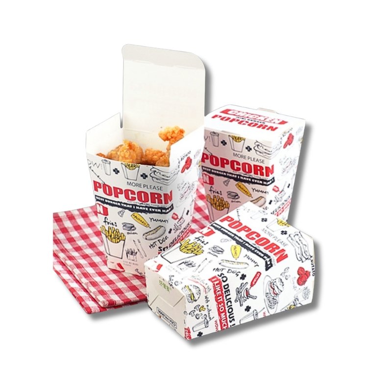 Wholesale Custom Food Grade Fast Food Snack Packaging Paper Box Recyclable Greaseproof paper Hamburger fried chicken box