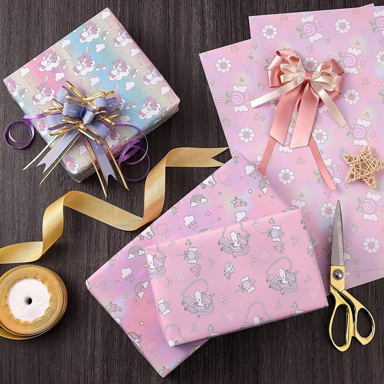 Hot Sale High Quality Recycle Paper Gift Wrapping Packaging Roll Custom Logo Wrapping Paper