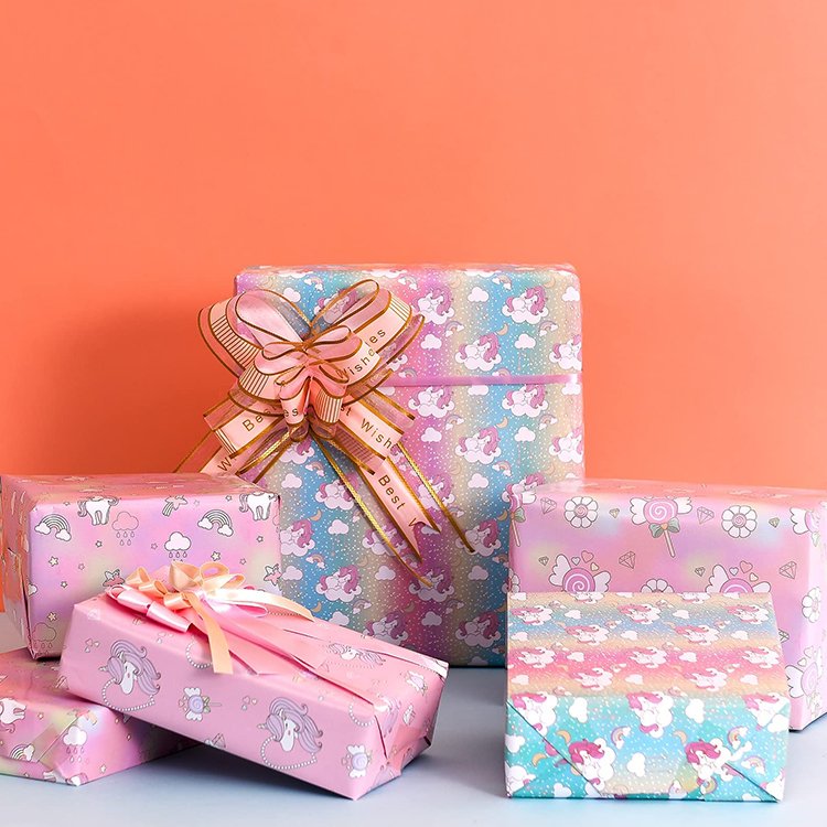 Hot Sale High Quality Recycle Paper Gift Wrapping Packaging Roll Custom Logo Wrapping Paper