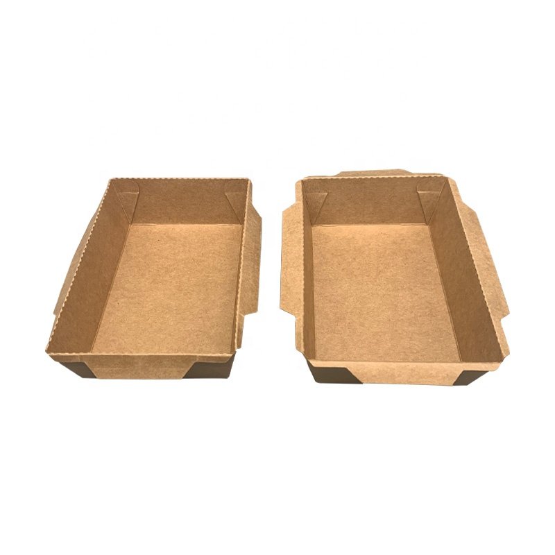 Fast Food Biodegradable Container Original Color Kraft Paper with Foil Recyclable Take-Away Food Packaging Boxes