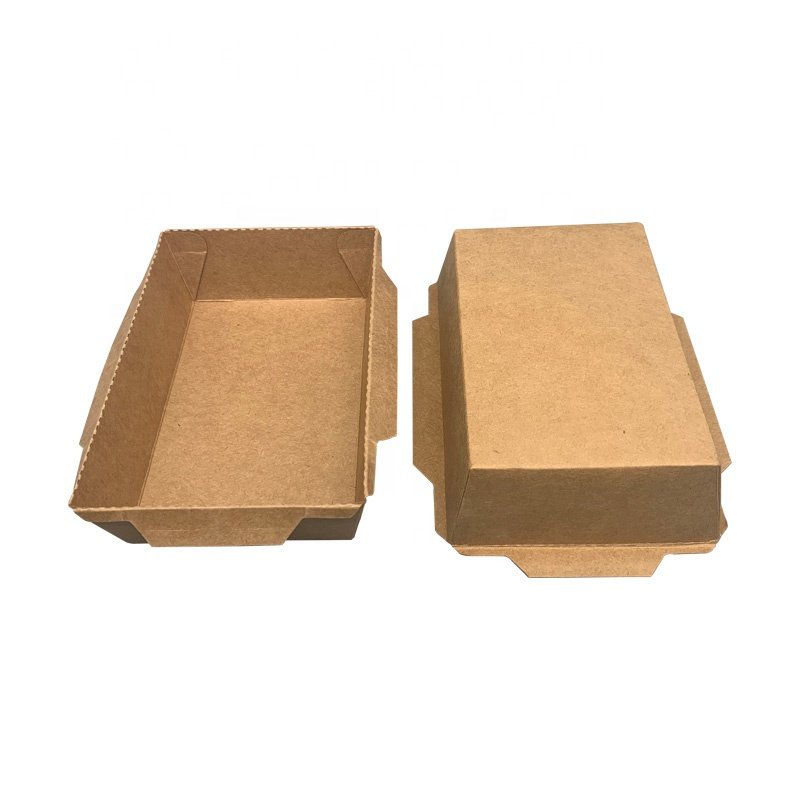 Fast Food Biodegradable Container Original Color Kraft Paper with Foil Recyclable Take-Away Food Packaging Boxes