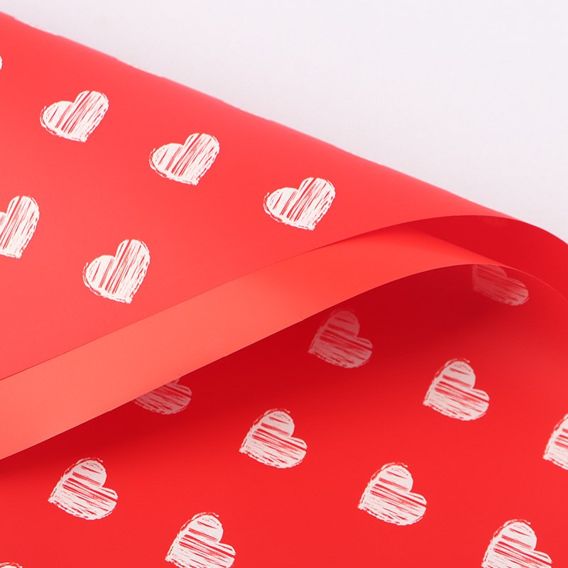 20 Sheet Waterproof Heart Pattern Flower Wrapping Paper Florist Supplies Packaging Paper for Birthday Wedding Gift DIY