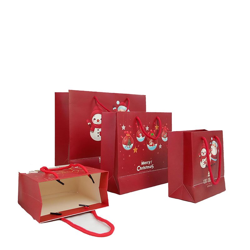 Wholesale Christmas Gift Clothes Shopping Paper Packaging Bags With Logo Customized Colorful PaperBag
