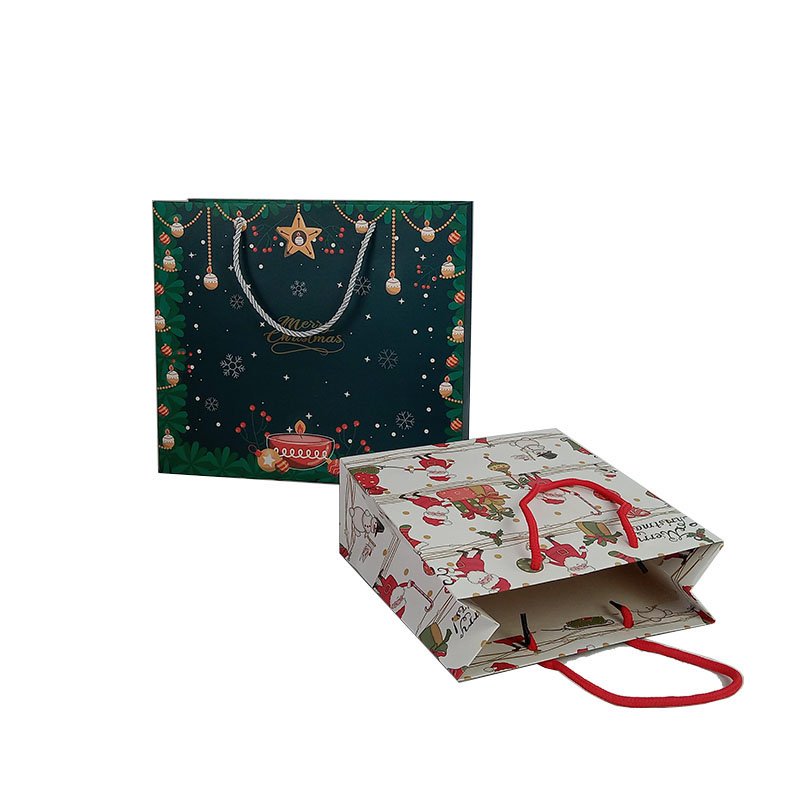 Wholesale Christmas Gift Clothes Shopping Paper Packaging Bags With Logo Customized Colorful PaperBag