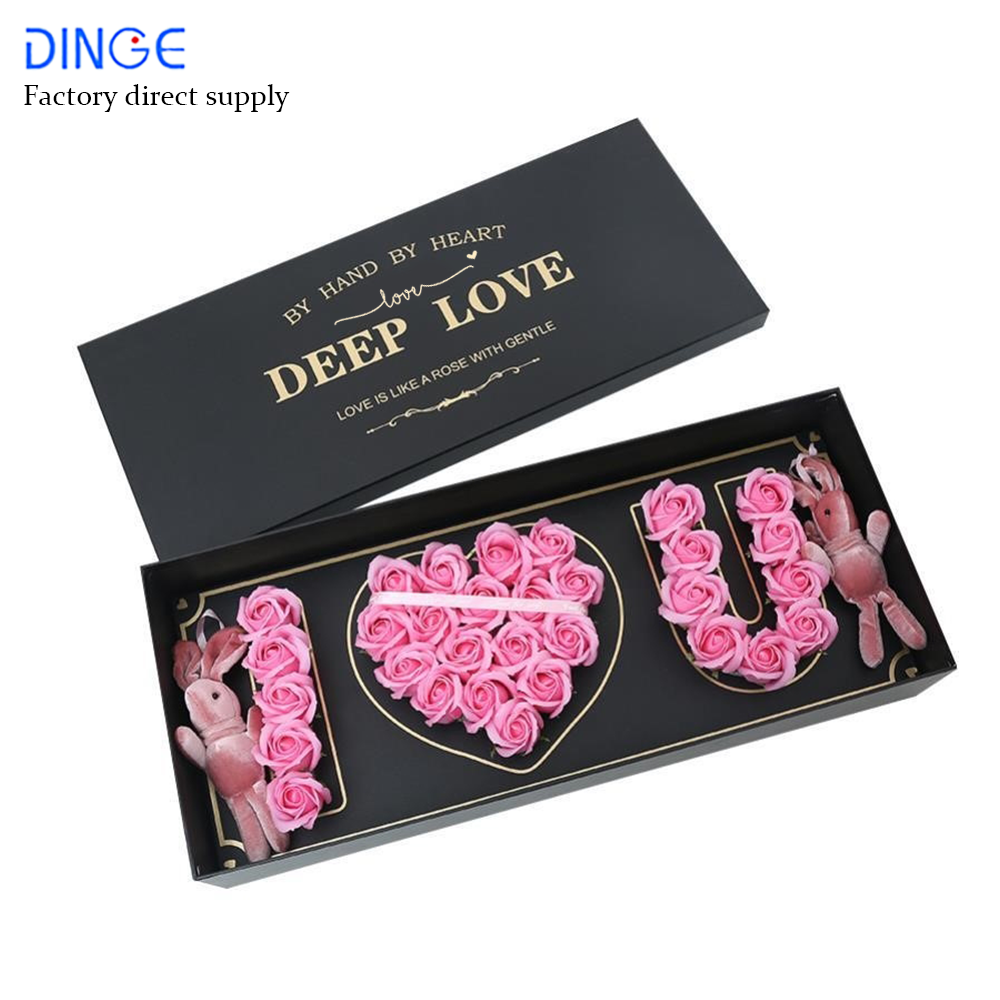 rose flower square customized paper eternal arrangement packing drawer box gift surprise