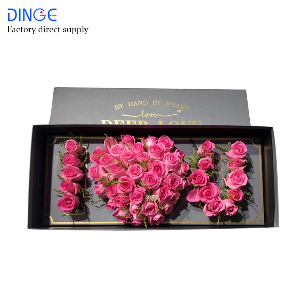 rose flower square customized paper eternal arrangement packing drawer box gift surprise