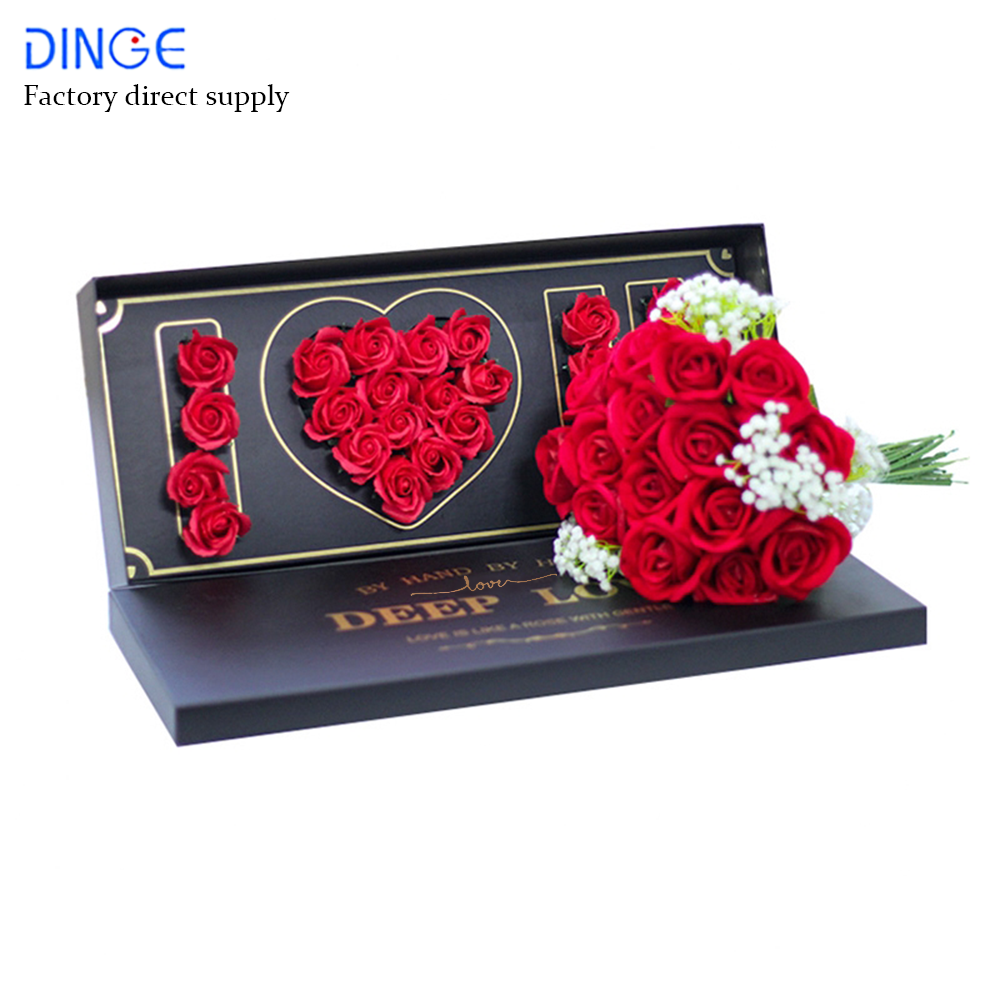 rose flower square customized paper eternal arrangement packing drawer box gift surprise