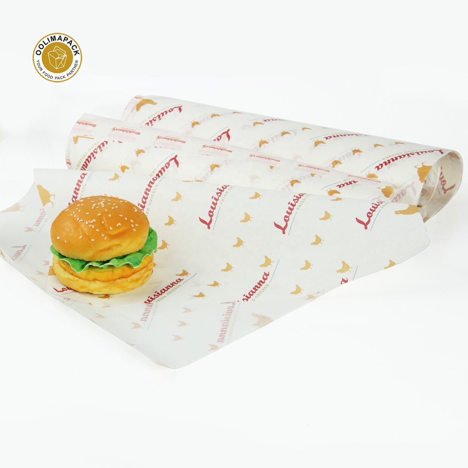 Food Grade Waxed Paper Burger Wrap Greaseproof Fast Food Sandwich Packaging