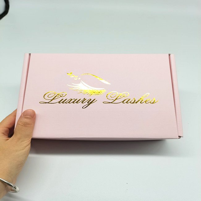 Custom shipping box pink mailers lashes packaging paper gift box for cosmetic set