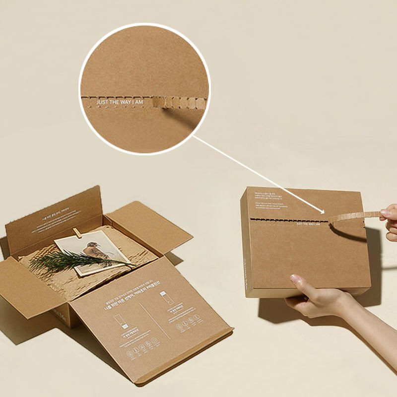 Custom Logo Corrugated Cosmetic Packaging Eco-Friendly Custom Tear-Off Strip Express Shipping Box Clothing Packaging Paper Boxes