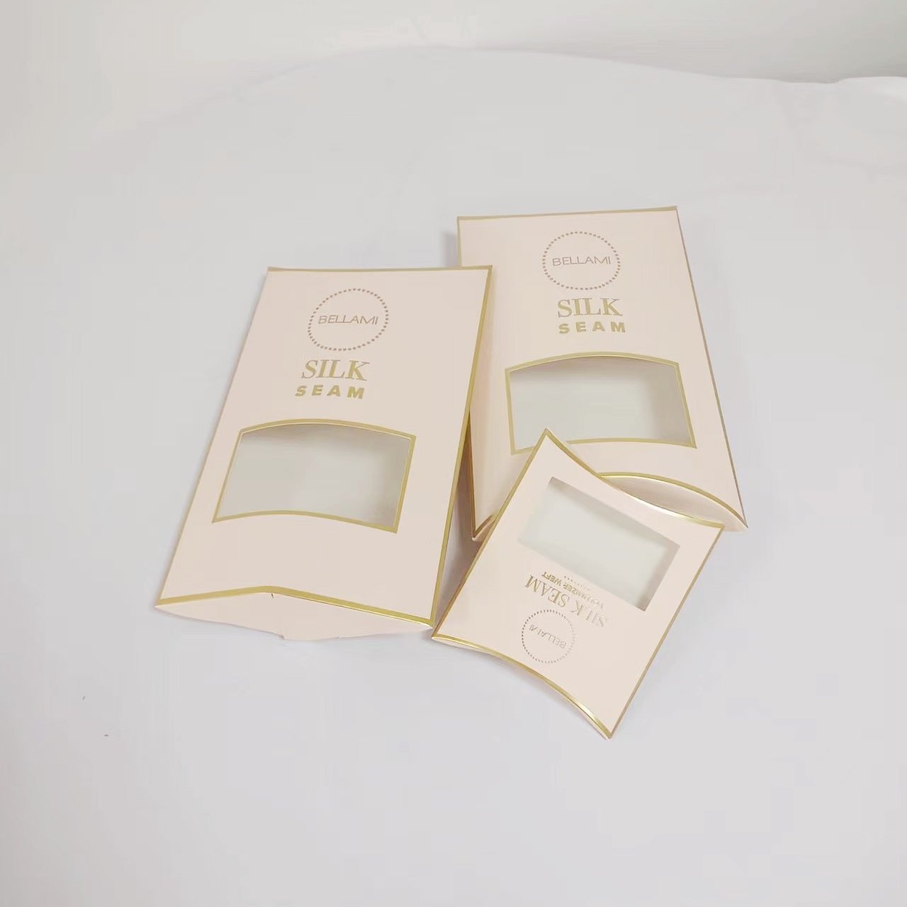 Custom Unique Arc-Shaped Pillow Shape Wig Packaging Paper Box Recyclable For Hair Extensions
