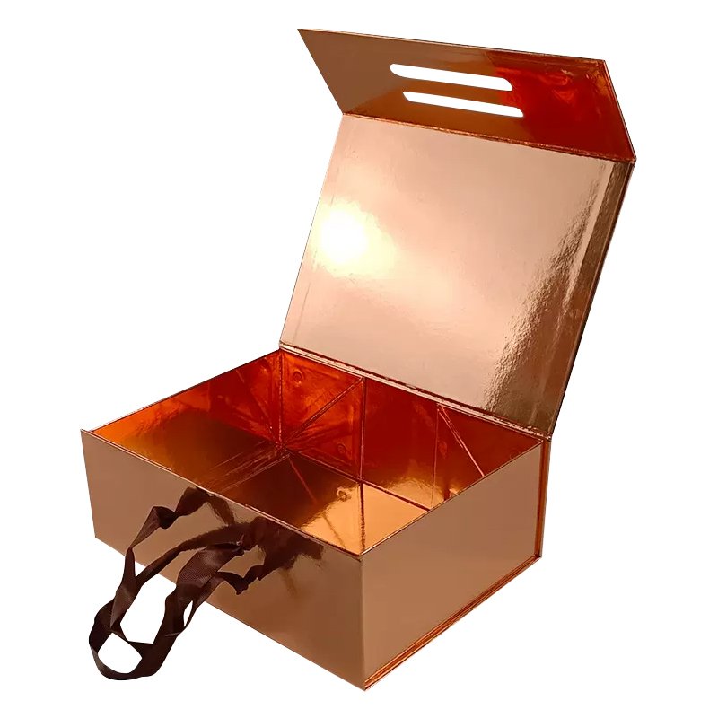 Custom luxury white magnet flap clothing paper box foldable magnetic closure gift boxes with black ribbon