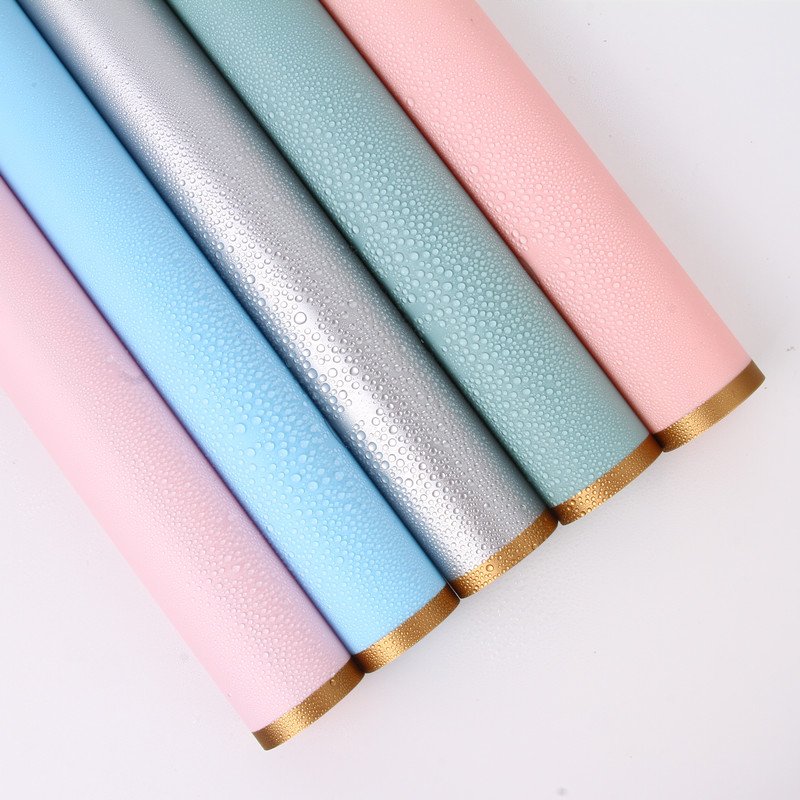 Jixuan 58*58cm Wholesale gold edged flower bouquet waterproof flower packaging paper